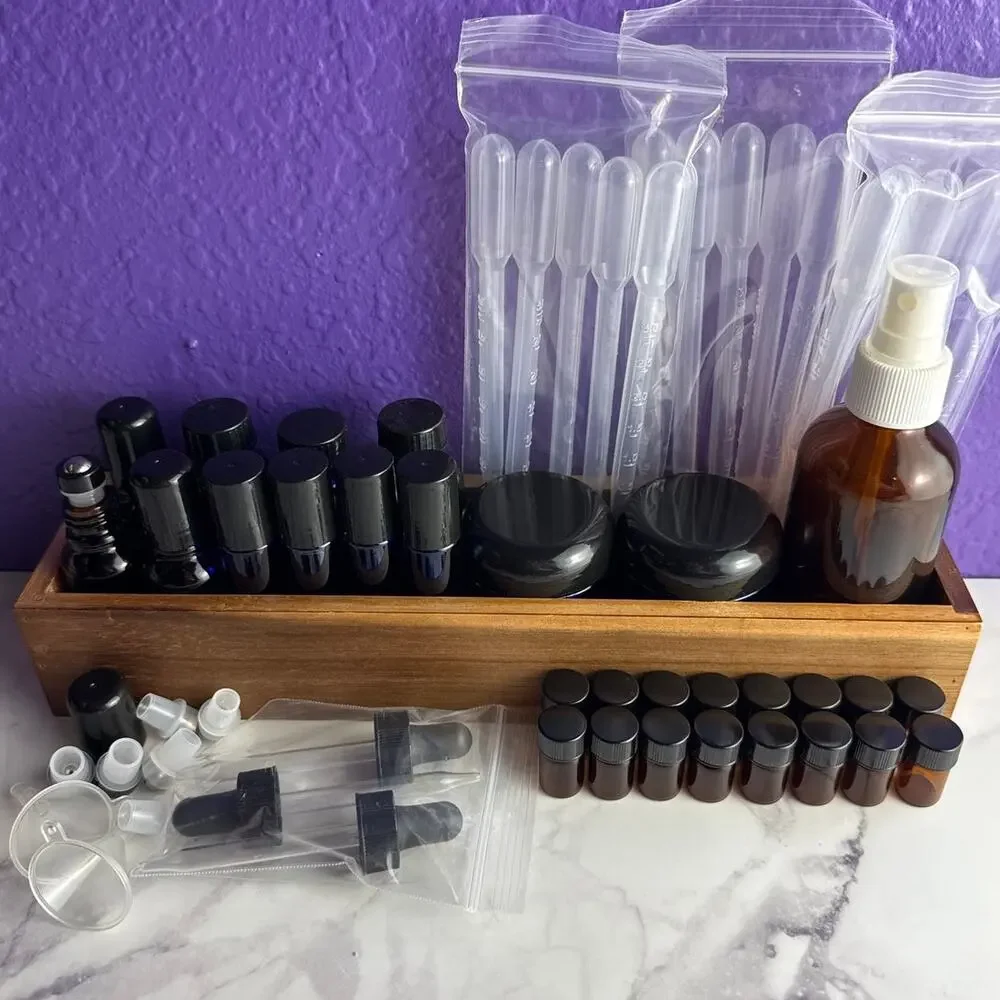 DIY Aromatherapy Supply Lot Essential Oil Glass Bottles Dropper Roller Vials New